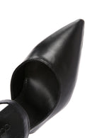 Women's Black Ankle Strap Thin Heeled Leather Shoes | Derimod