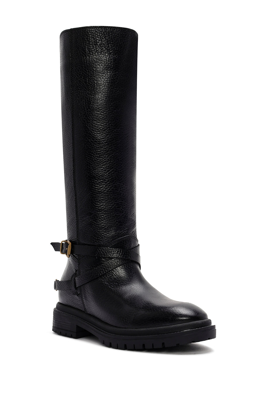 Women's Black Buckle Detailed Leather Boots