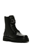 Women's Black Accessory Detailed Zippered Leather Boots | Derimod