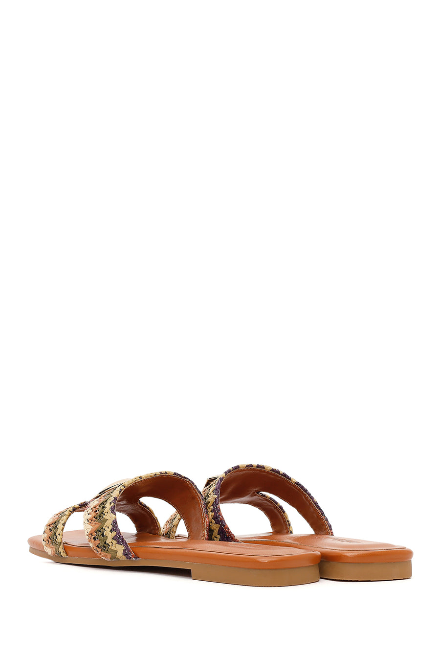 Women's Tan Straw Slippers