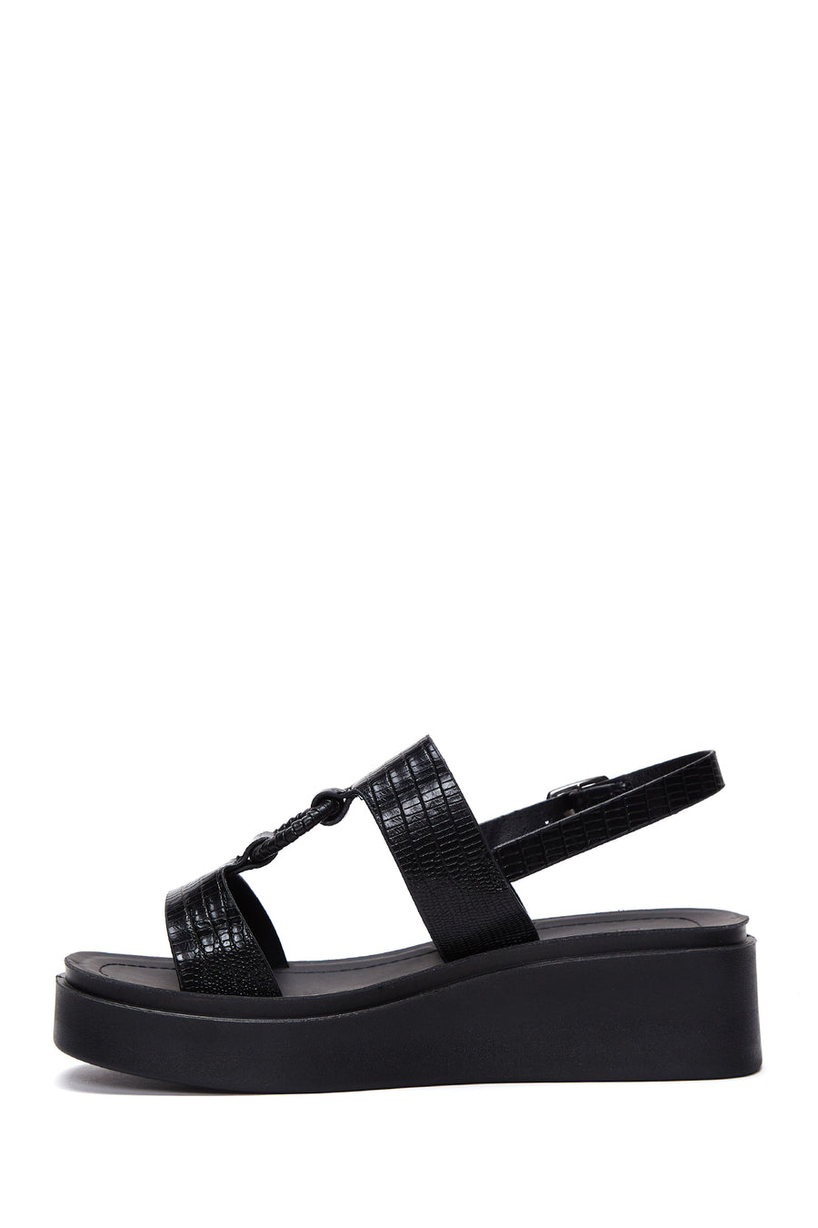Women's Black Ankle Strap Thick Soled Sandals