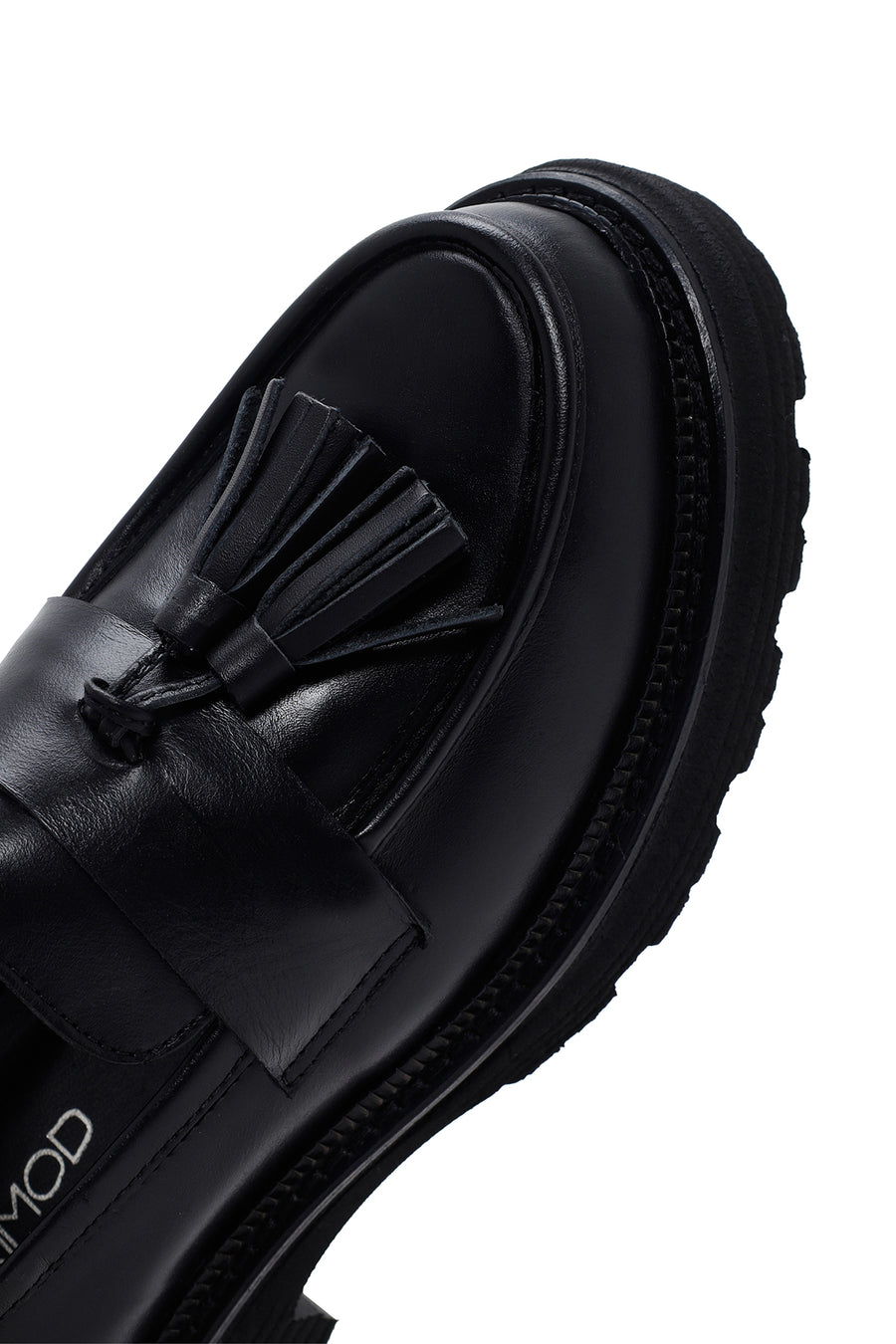 Kadın Siyah Püsküllü Deri Maskülen Loafer