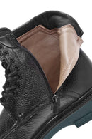 Men's Black Lace-Up Zipper Detailed Leather Casual Boots | Derimod