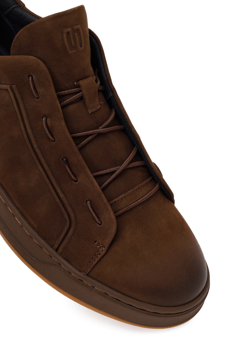 Erkek Kahverengi Bağcıklı Nubuk Deri Sneaker