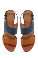 Women's Navy Blue Thin Heeled Sandals | Derimod