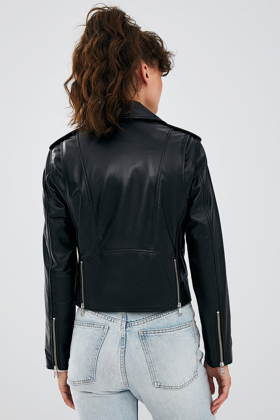 Newage Women's Black Slim-Fit Biker Leather Jacket