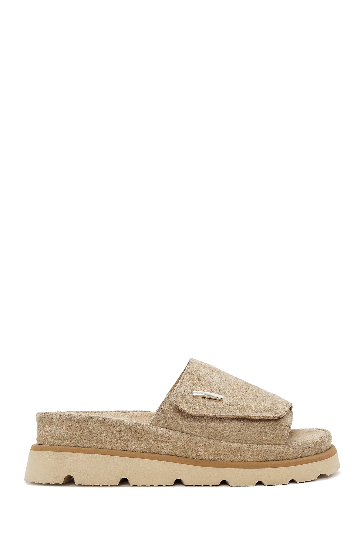 Women's Beige Suede Leather Slippers 25SFD152310 | Derimod