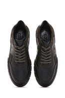 Men's Green Leather Thick Soled Sneaker | Derimod