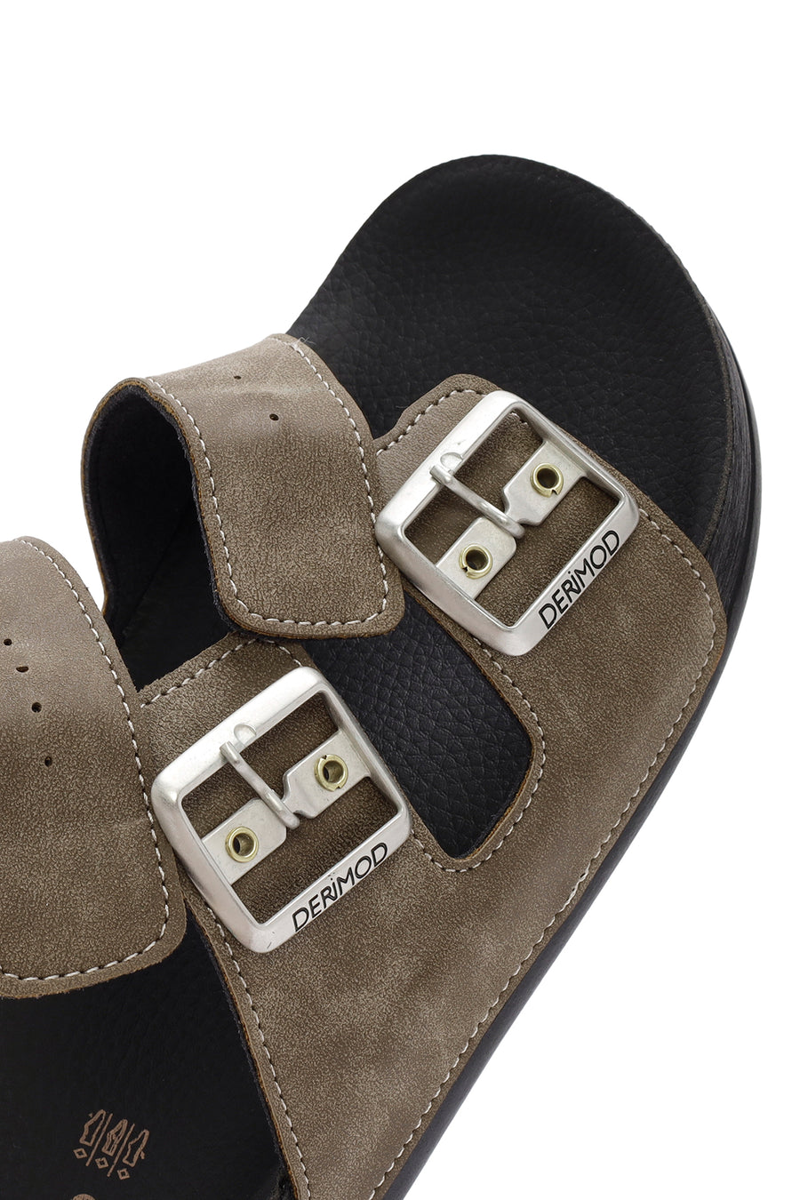 Men's Mink Double Buckle Suede Leather Slippers