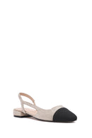 Women's Beige Open Back Stoned Ballerinas | Derimod