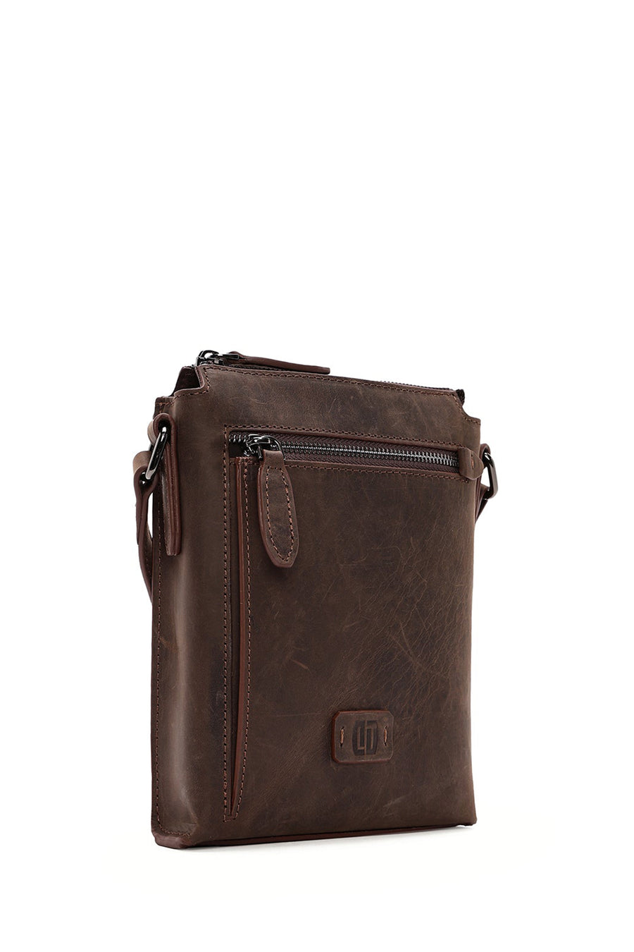 Men's Brown Leather Messenger Bag