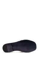 Women's Black Patterned Leather Slippers | Derimod