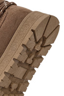 Woman Mink Lace-Up Thick-Soled Suede Teddy Boots | Derimod