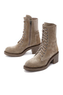 Women's Beige Suede Leather Boots | Derimod