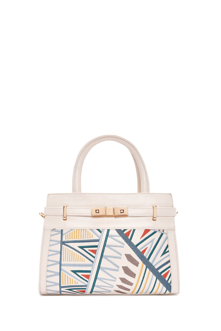 Women's Cream Printed Long Shoulder Bag