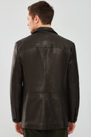 Kane Men's Black Blazer Safari Leather Jacket | Derimod