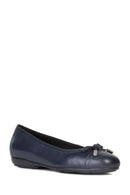 Geox Women's Navy Blue Annytah Leather Ballerinas | Derimod