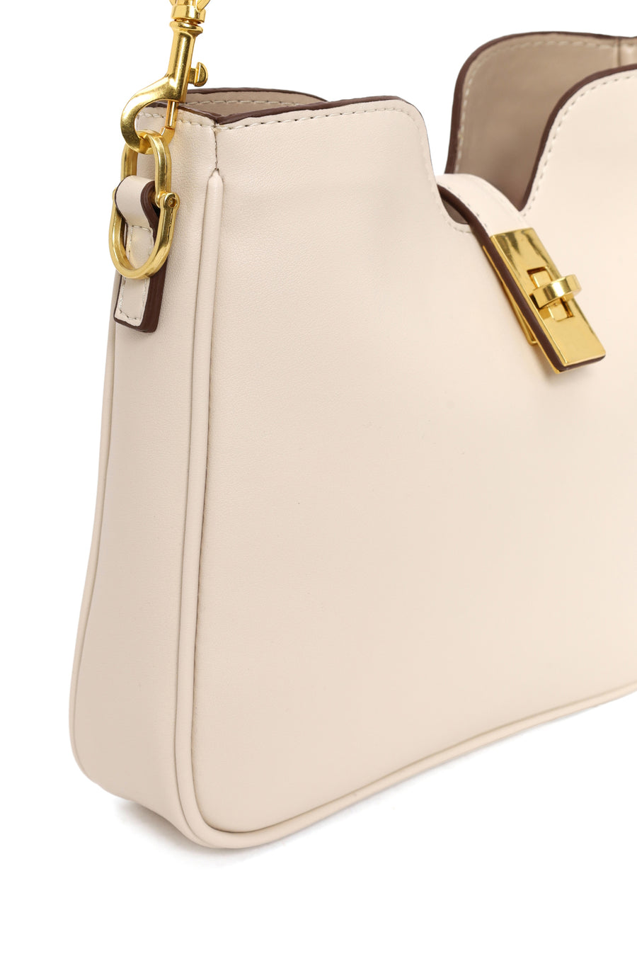 Woman Cream Long-Strap Shoulder Bag