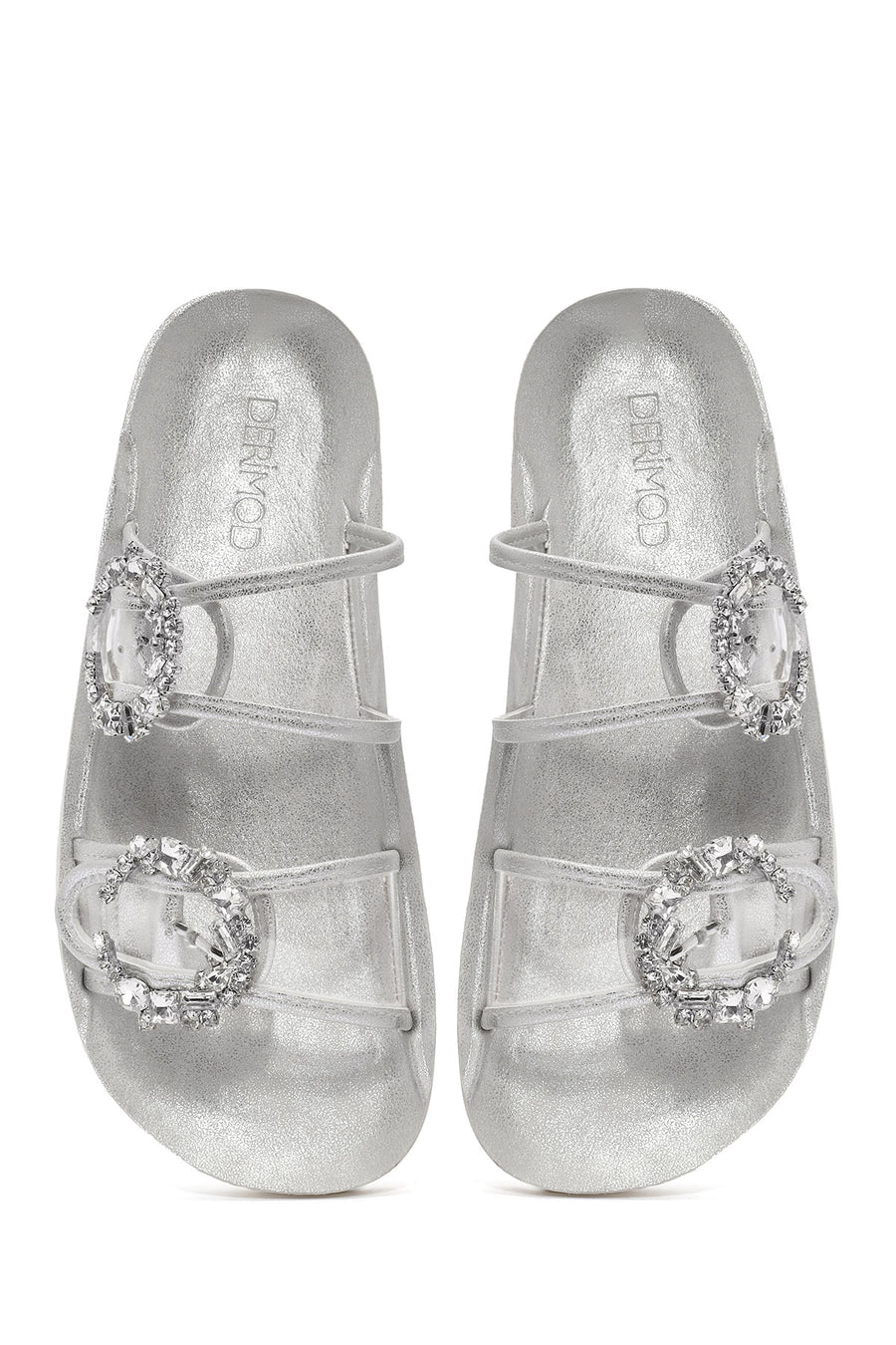 Women's Transparent Double Buckle Stone-Embellished Slippers