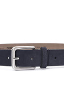 Men's Navy Blue Suede Leather Belt | Derimod