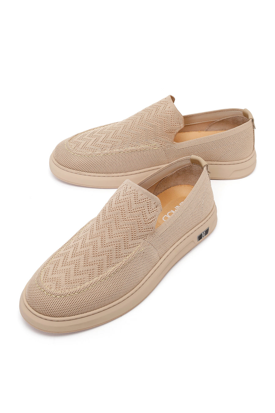 Male Beige Patterned Fabric Loafer