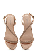 Women's Pink Gold Stone Flat Sandals | Derimod