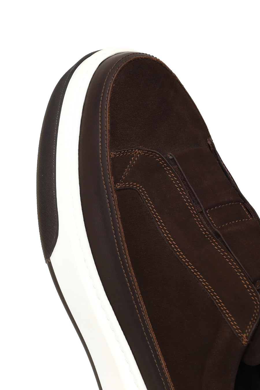 Erkek Kahverengi Kalın Tabanlı Nubuk Deri Sneaker