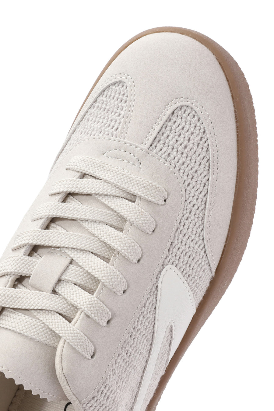 Women's Beige Lace-Up Chunky Sole Sneakers
