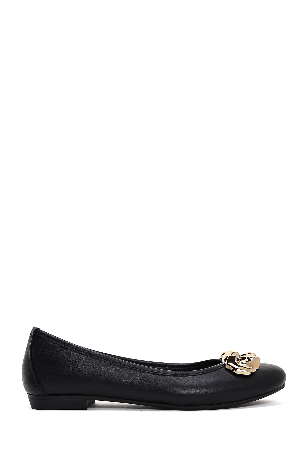 Women's Black Leather Buckled Ballerinas 23SFD271318 | Derimod