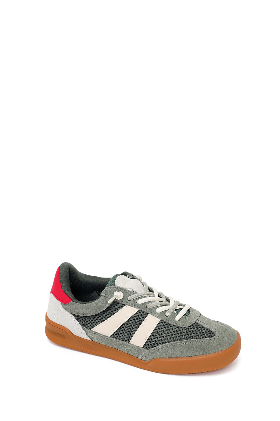 Women's Green Lace-up Leather Sneaker