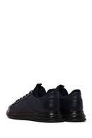 Erkek Lacivert Bağcıklı Deri Sneaker | Derimod