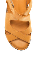 Women's Yellow Leather Comfort Sandals | Derimod