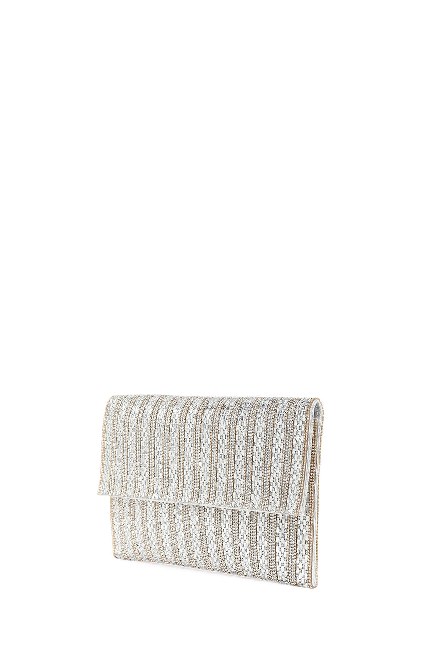 Woman Silver Chain-Strap Stone-Embellished Evening Bag
