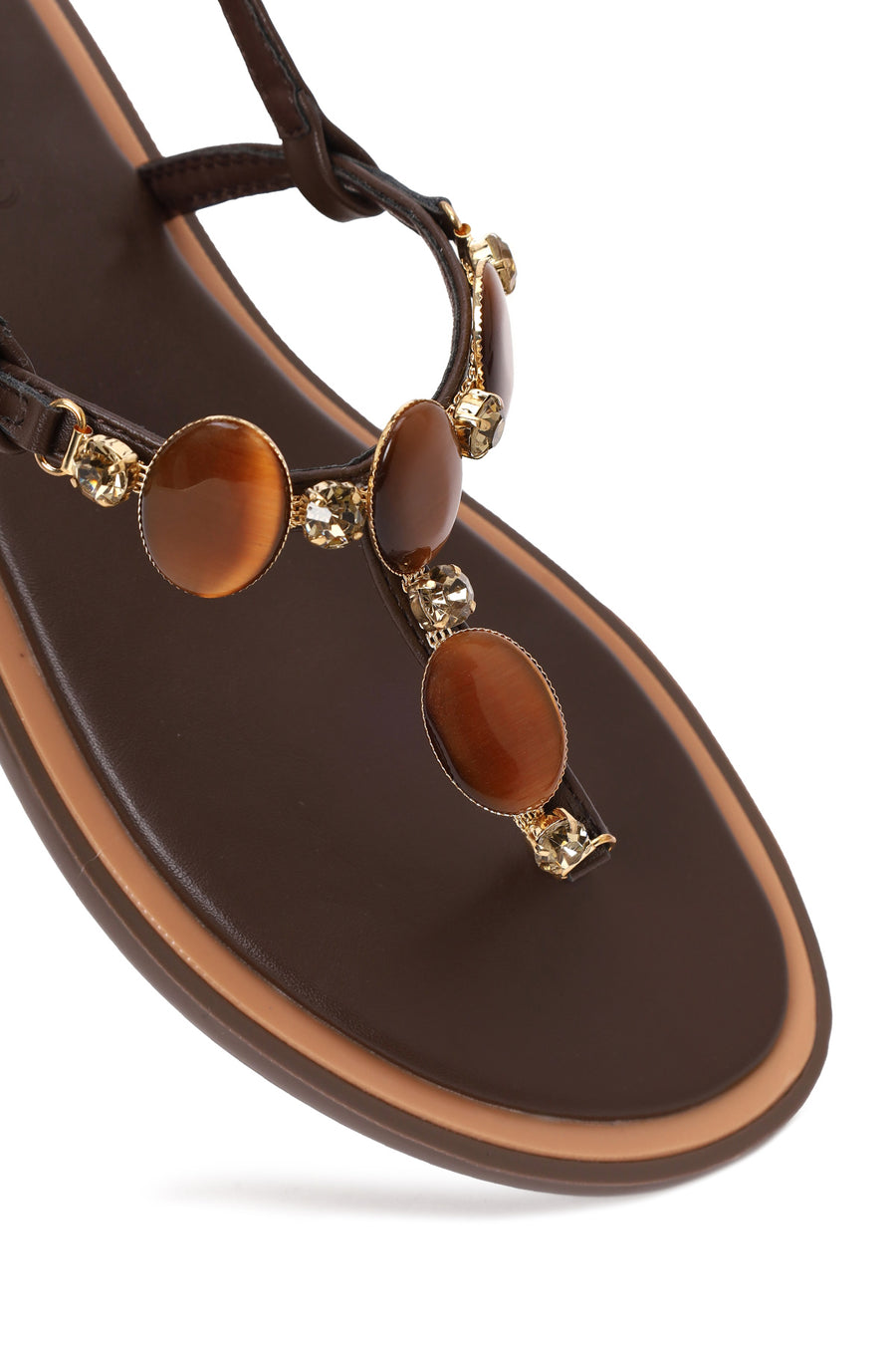 Woman Brown Embellished Toe-Post Sandal
