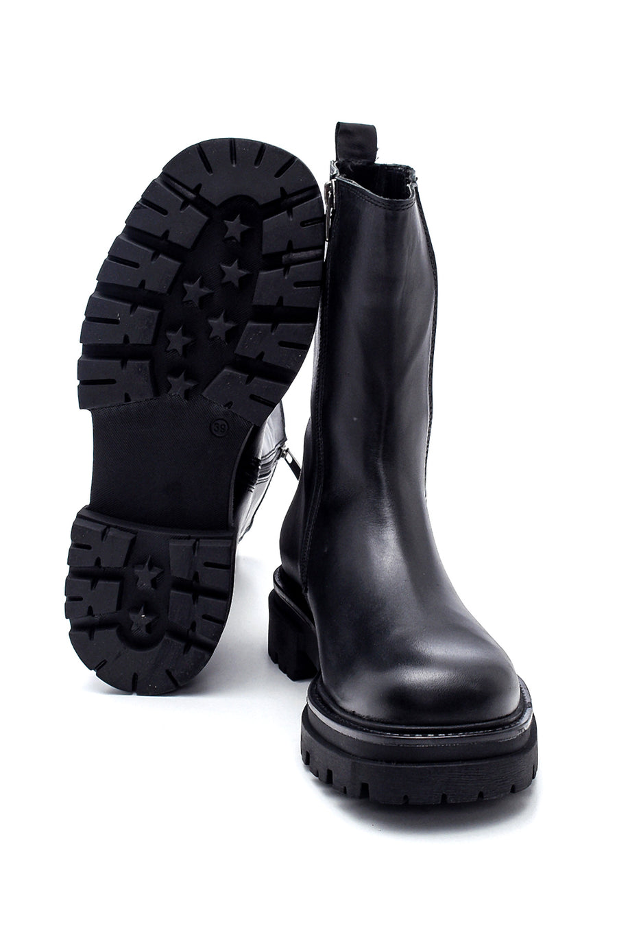 Women's Leather Zippered Long Boots