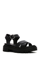 Women's Black Ankle Strap Thick Soled Sandals | Derimod