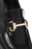 Women's Black Thick Soled Leather Masculine Loafer | Derimod