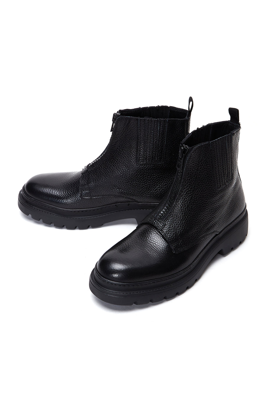 Men's Black Leather Casual Zipper Boots