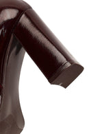 Woman Burgundy Zip Closure High Thick-Heel Patent Leather Leather Boots | Derimod