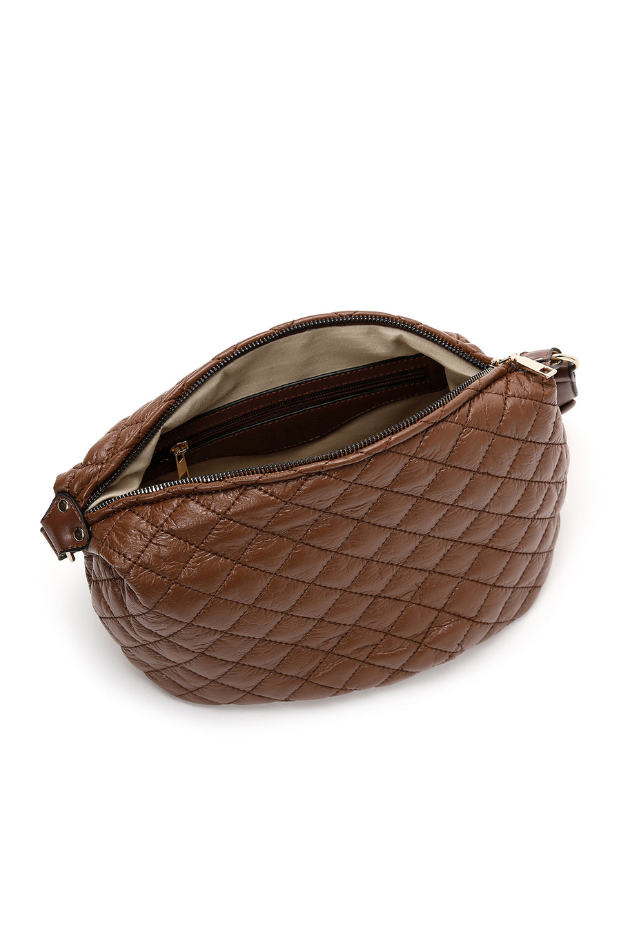 Women's Tan Quilted Shoulder Bag