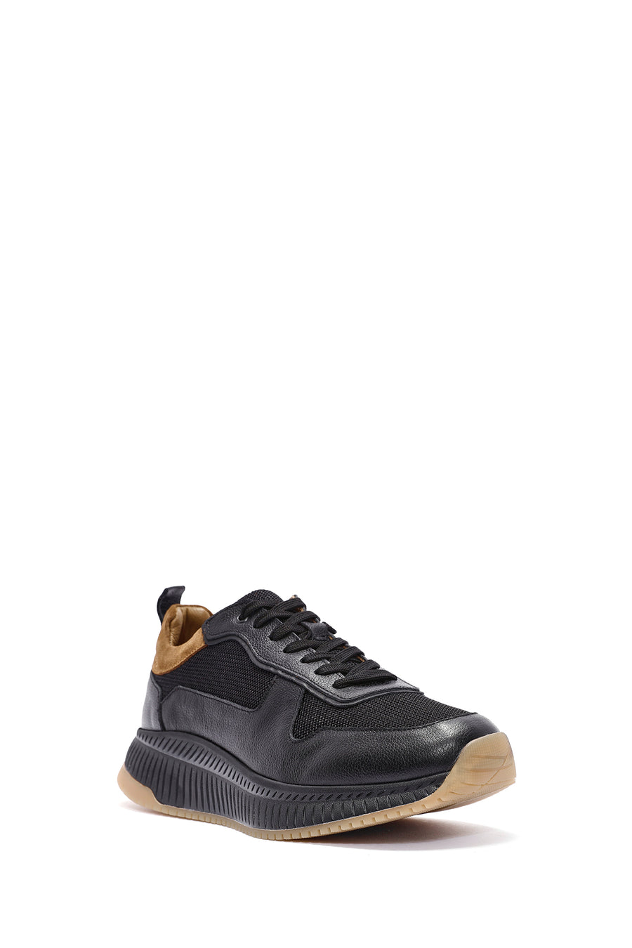 Men's Black Lace-up Leather Sneaker