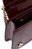 Women's Burgundy Chain Strap Patent Leather Shoulder Bag | Derimod