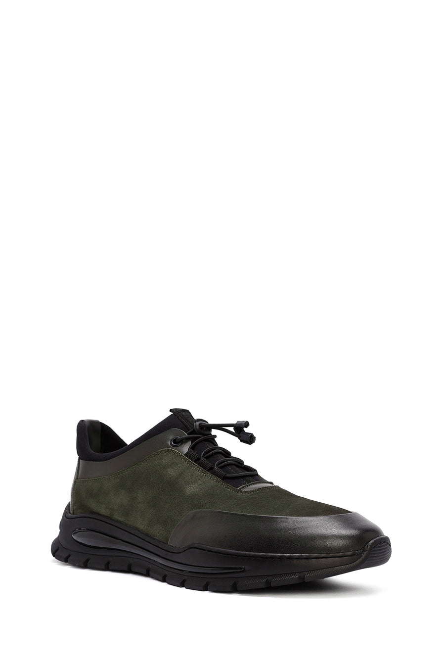 Erkek Yeşil Bağcıklı Nubuk Deri Casual Sneaker