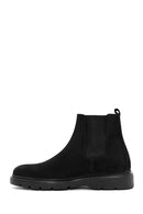 Men's Black Nubuck Leather Casual Chelsea Boots | Derimod