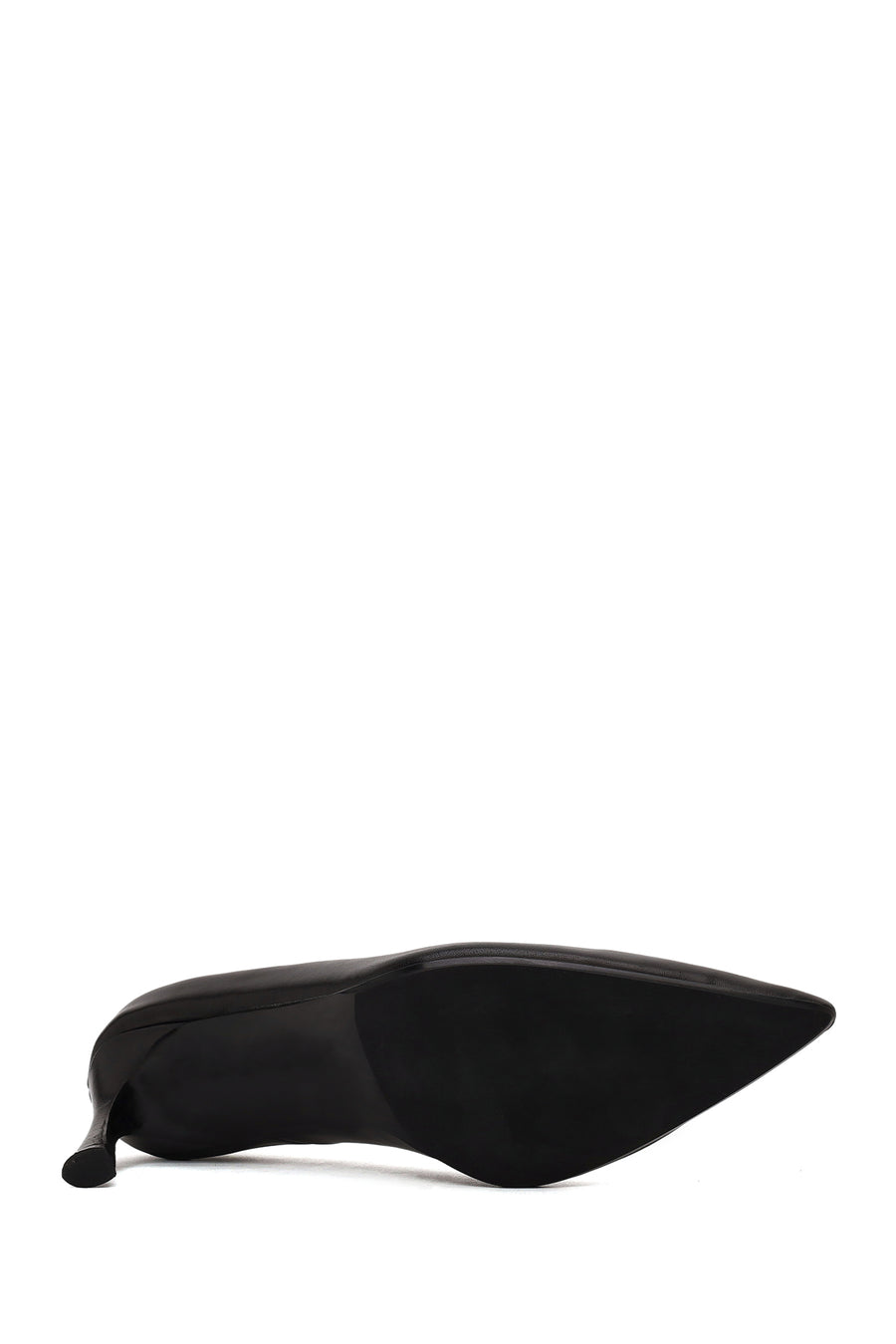 Woman Black Thin-Heeled Leather Stiletto