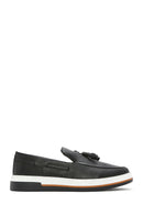Men's Black Tasseled Leather Casual Loafer | Derimod