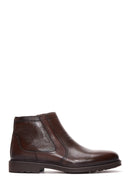 Men's Brown Zippered Leather Casual Boots | Derimod