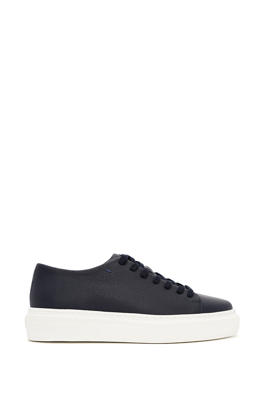 Men's Navy Blue Lace-up Thick-Sole Leather Sneaker 25SFD6107FT | Derimod