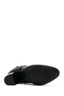Women's Black Zippered Buckle Detailed Thick Heeled Boots | Derimod