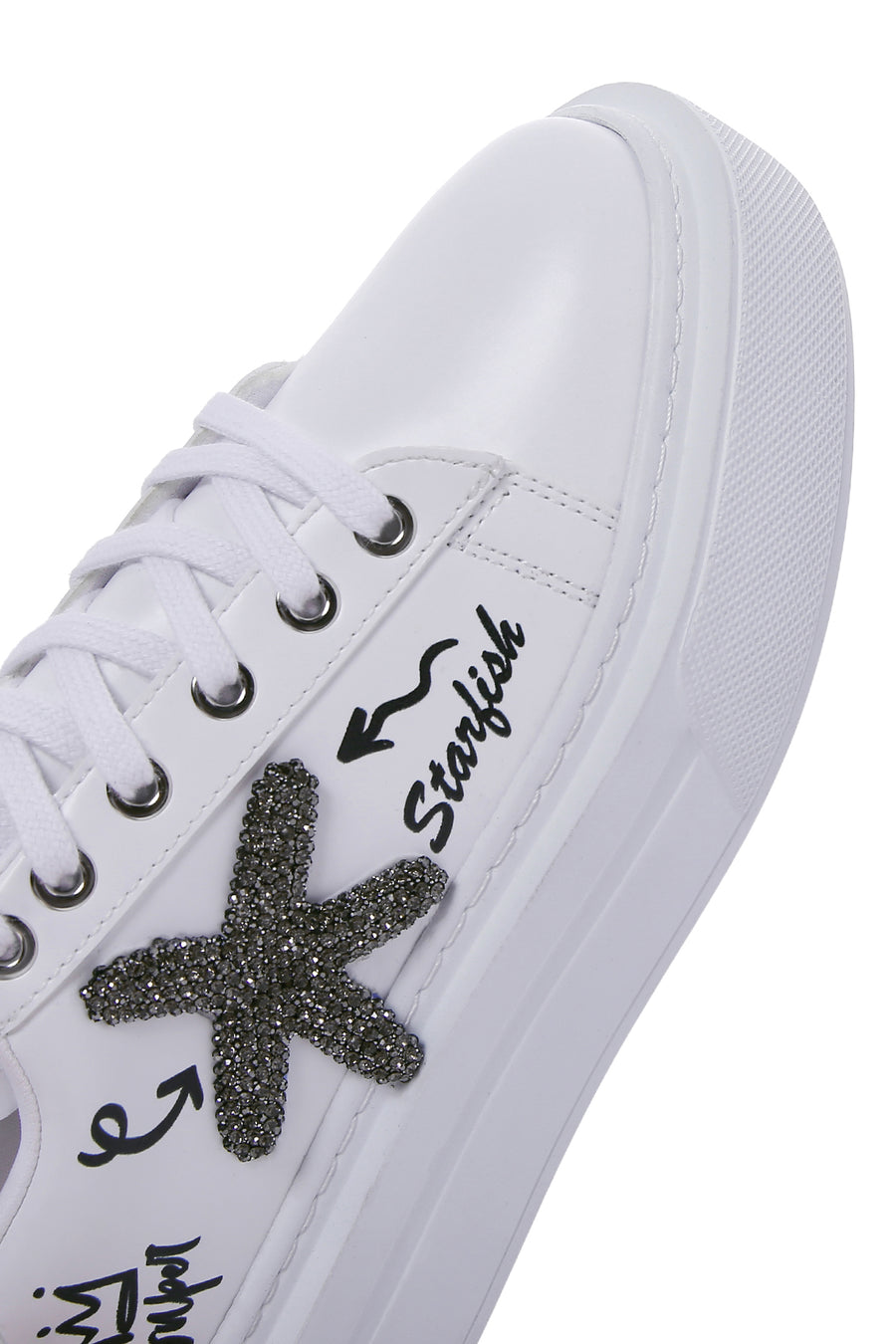 Kadın Beyaz Taşlı Kalın Tabanlı Sneaker
